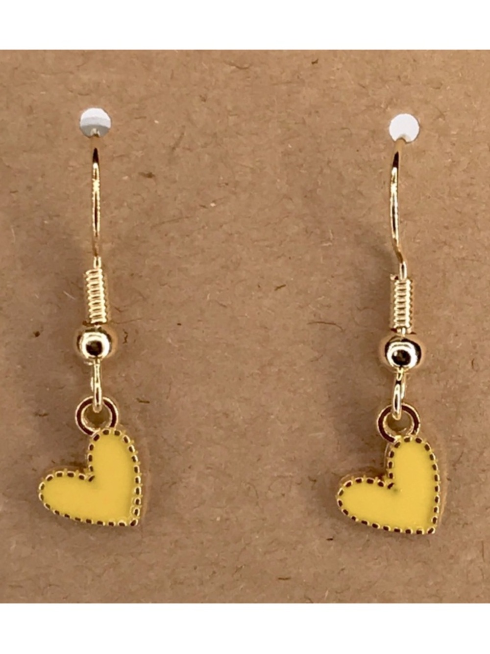 Yellow 18k Gold Platted Petite Heart Dangle Earrings Fashion Jewelry
